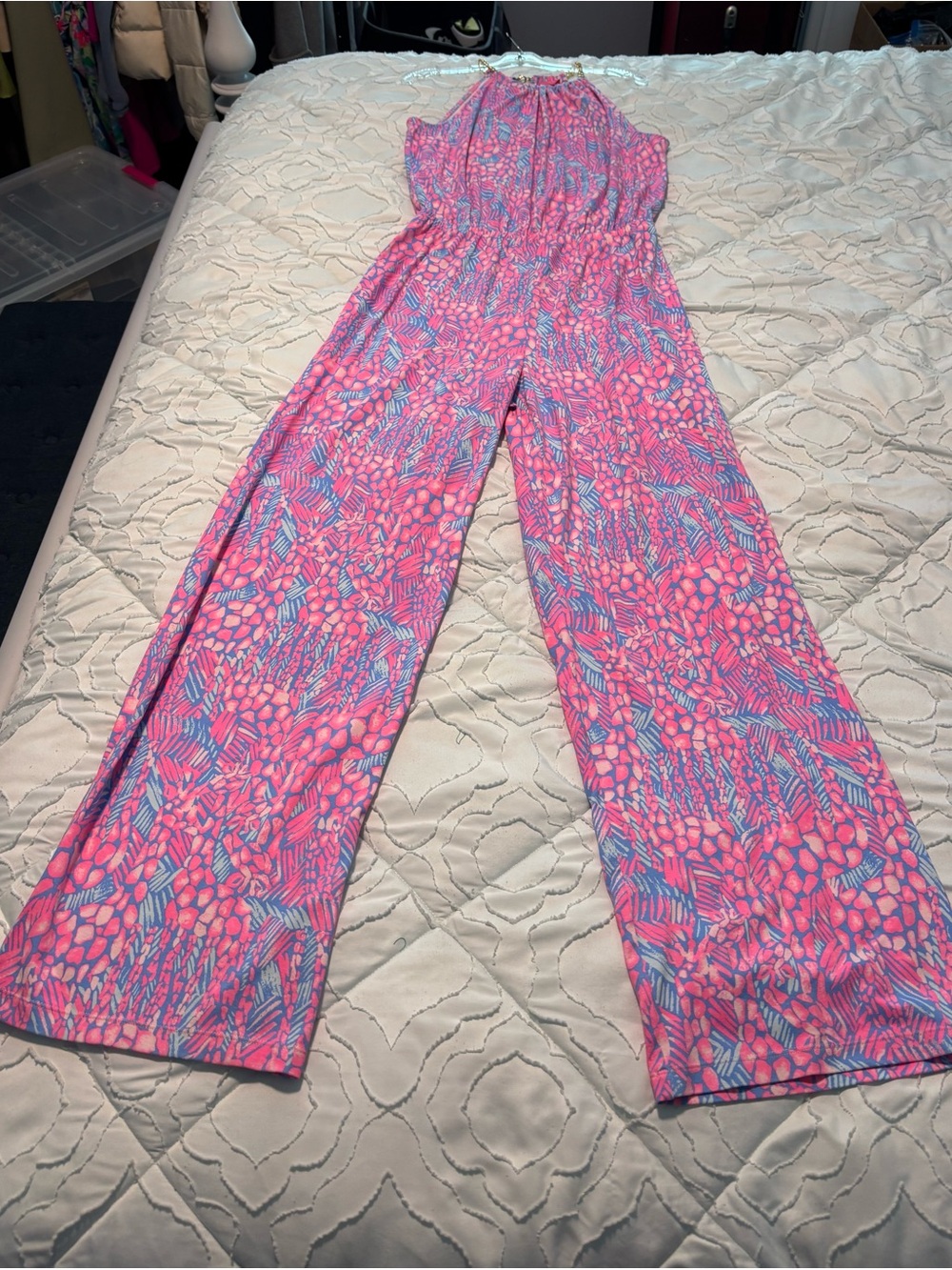 Lilly Pulitzer Pink and Blue Floral Halter Jumpsuit